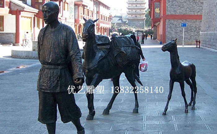 步行街銅小品人物雕塑