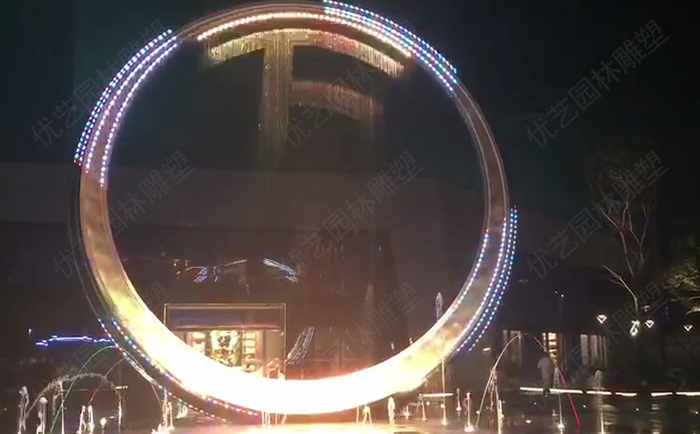 不銹鋼發(fā)光圓環(huán)雕塑