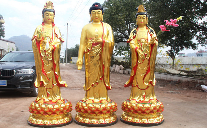 西方三圣銅佛像雕塑