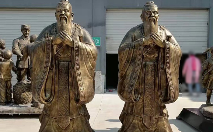 玻璃鋼仿銅孔子雕塑