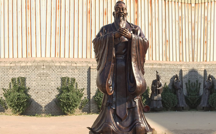 玻璃鋼仿銅孔子雕塑